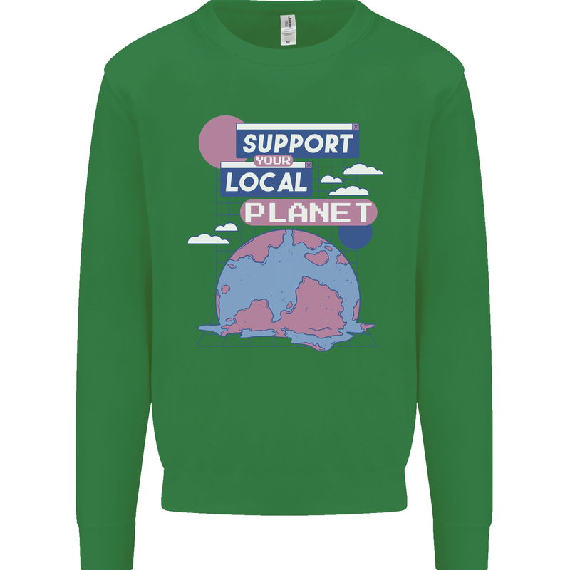 Climate Change Support Your Local Planet Mens Sweatshirt Jumper Irish Green