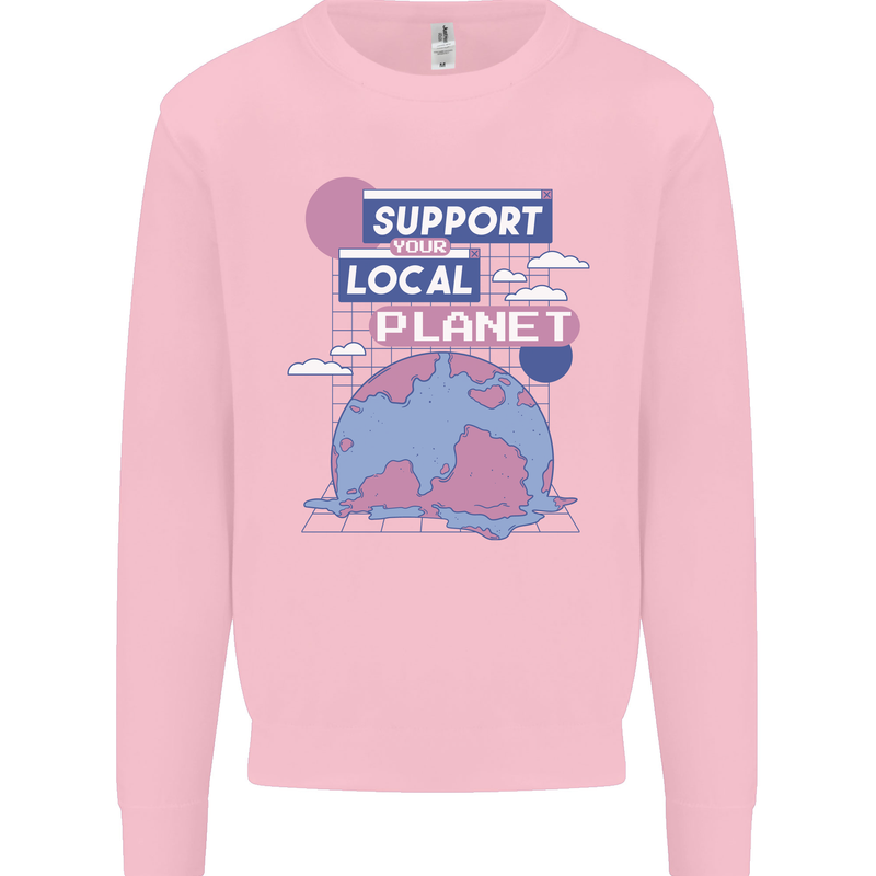 Climate Change Support Your Local Planet Mens Sweatshirt Jumper Light Pink