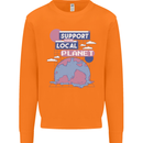 Climate Change Support Your Local Planet Mens Sweatshirt Jumper Orange