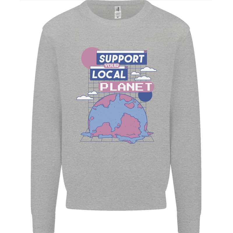 Climate Change Support Your Local Planet Mens Sweatshirt Jumper Sports Grey