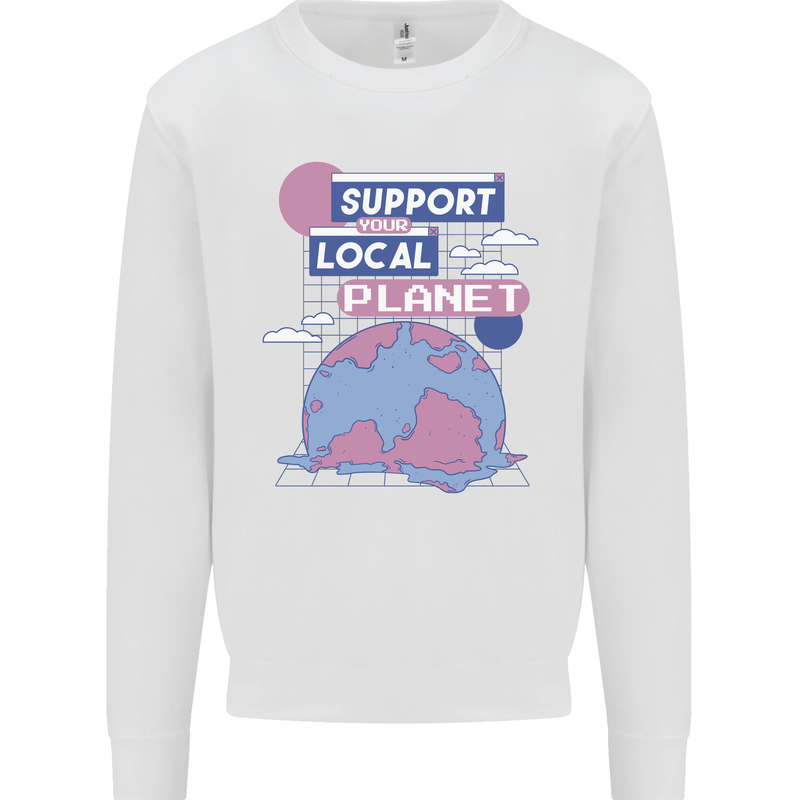 Climate Change Support Your Local Planet Mens Sweatshirt Jumper White