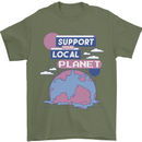 Climate Change Support Your Local Planet Mens T-Shirt 100% Cotton Military Green