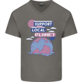 Climate Change Support Your Local Planet Mens V-Neck Cotton T-Shirt Charcoal