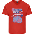 Climate Change Support Your Local Planet Mens V-Neck Cotton T-Shirt Red