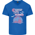 Climate Change Support Your Local Planet Mens V-Neck Cotton T-Shirt Royal Blue