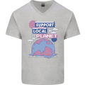 Climate Change Support Your Local Planet Mens V-Neck Cotton T-Shirt Sports Grey