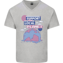 Climate Change Support Your Local Planet Mens V-Neck Cotton T-Shirt Sports Grey