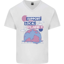 Climate Change Support Your Local Planet Mens V-Neck Cotton T-Shirt White