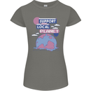 Climate Change Support Your Local Planet Womens Petite Cut T-Shirt Charcoal