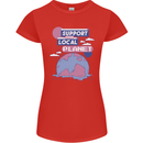 Climate Change Support Your Local Planet Womens Petite Cut T-Shirt Red