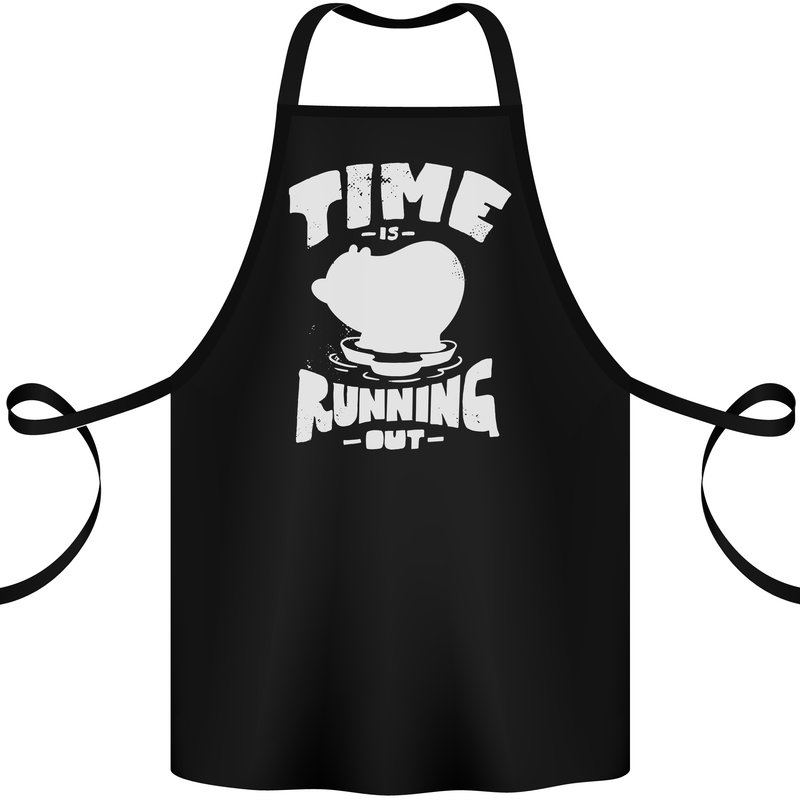Climate Change Time Running Out Cotton Apron 100% Organic Black