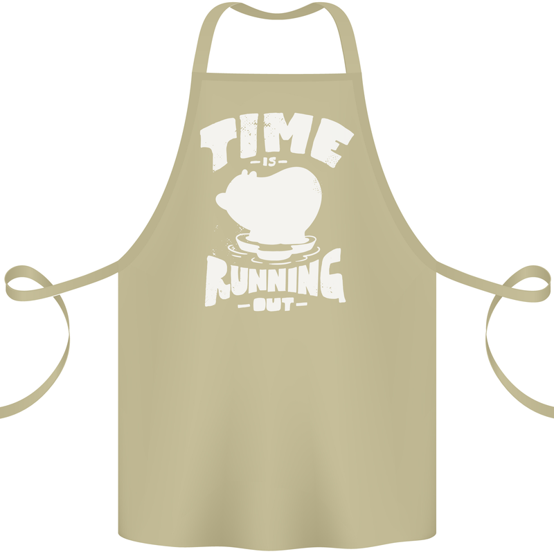 Climate Change Time Running Out Cotton Apron 100% Organic Khaki