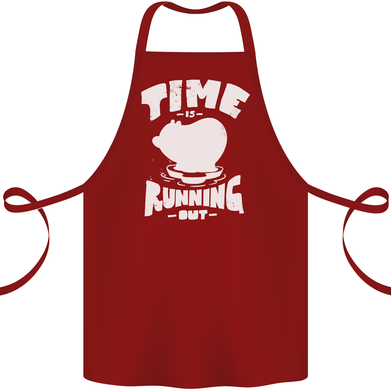 Climate Change Time Running Out Cotton Apron 100% Organic Maroon