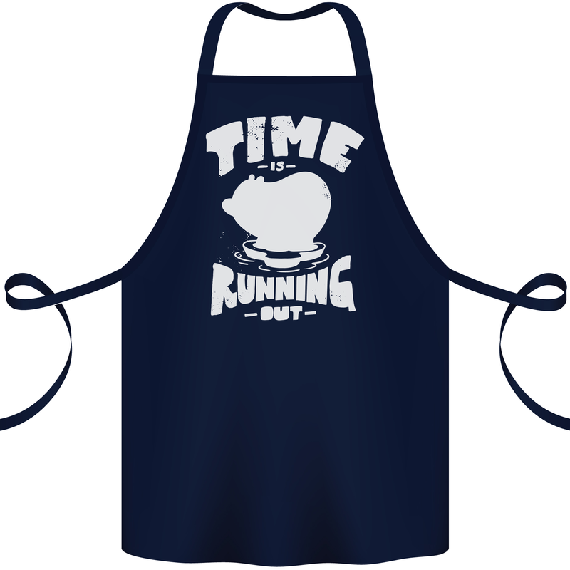 Climate Change Time Running Out Cotton Apron 100% Organic Navy Blue