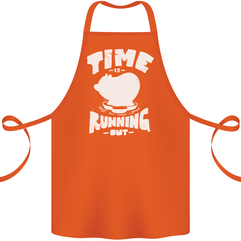Climate Change Time Running Out Cotton Apron 100% Organic Orange