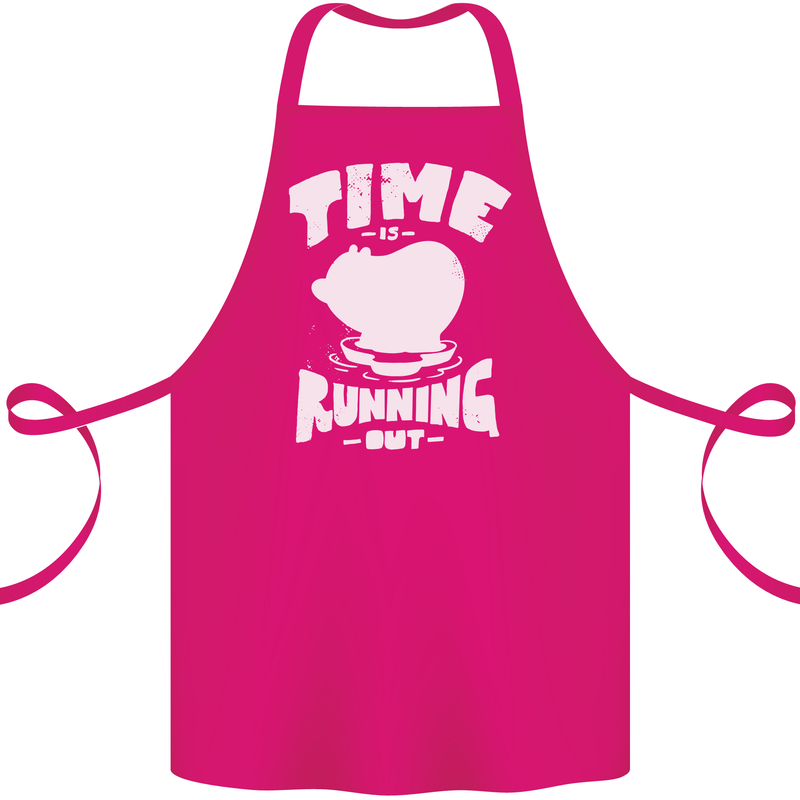 Climate Change Time Running Out Cotton Apron 100% Organic Pink