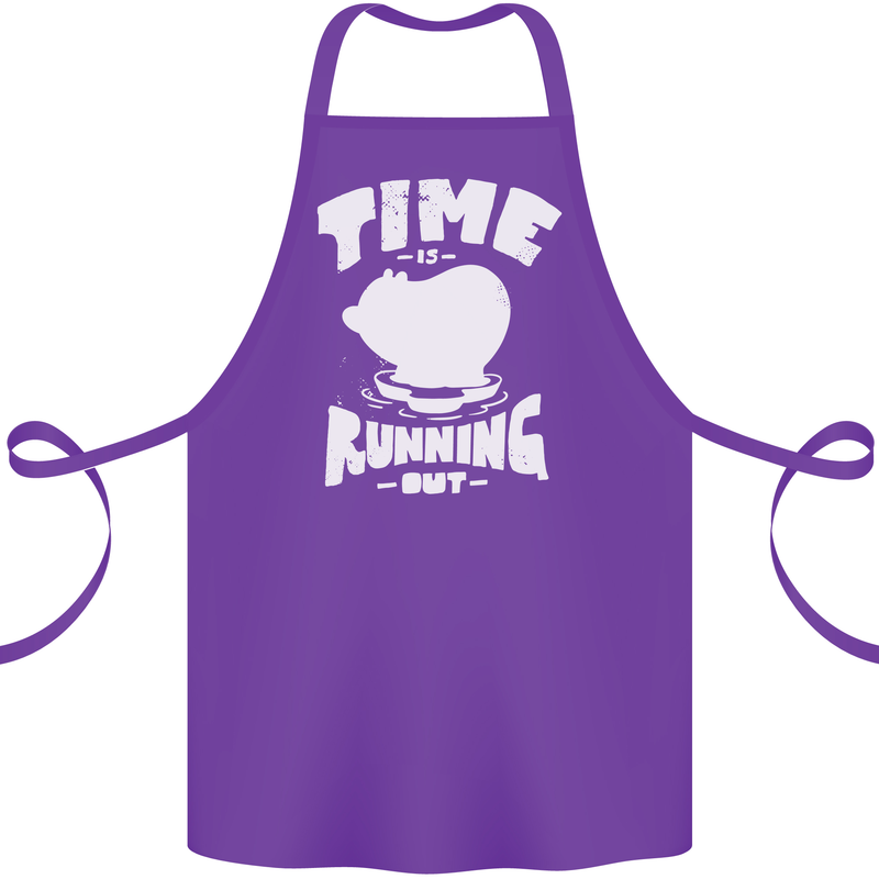 Climate Change Time Running Out Cotton Apron 100% Organic Purple