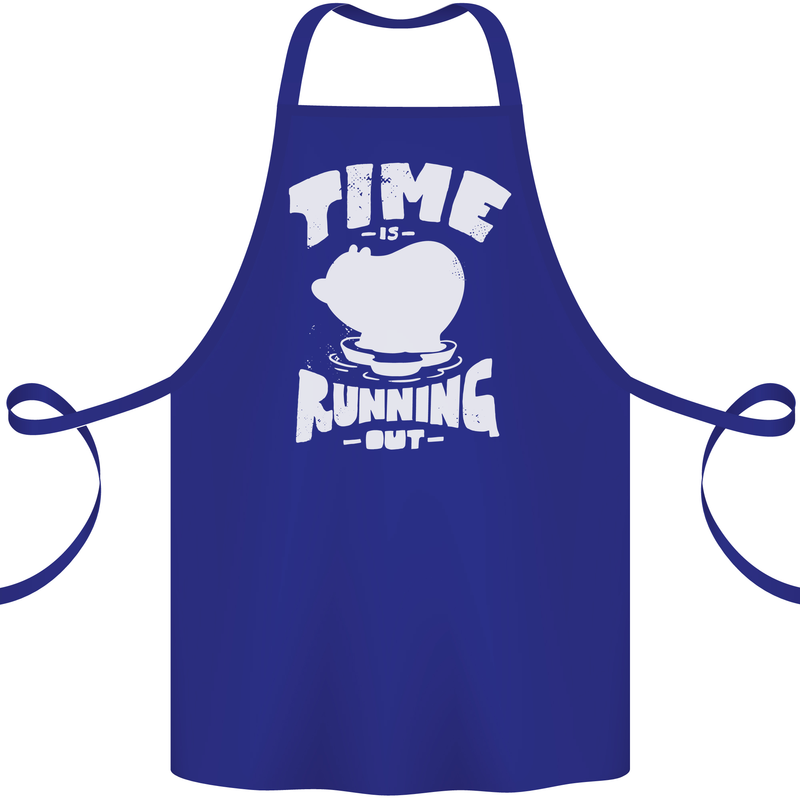 Climate Change Time Running Out Cotton Apron 100% Organic Royal Blue