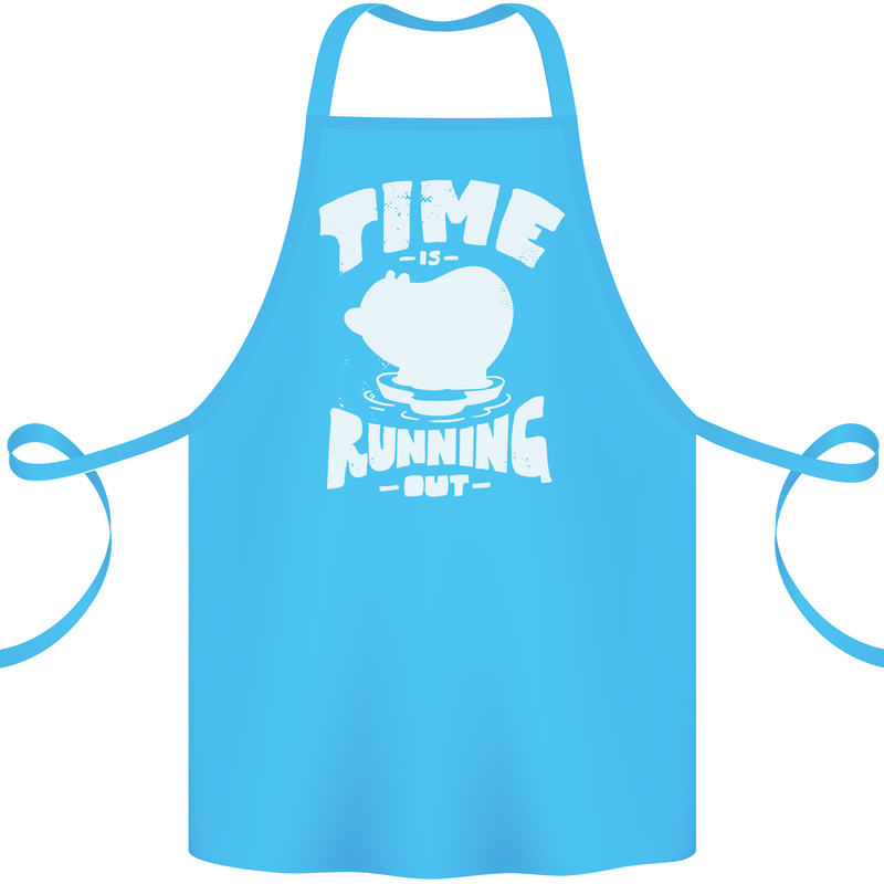 Climate Change Time Running Out Cotton Apron 100% Organic Turquoise