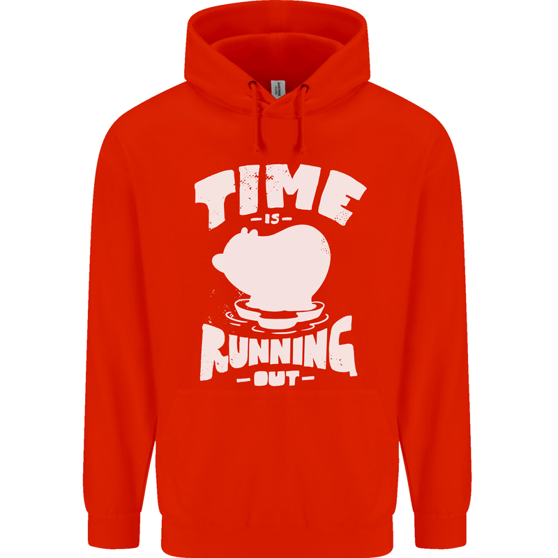 Climate Change Time Running Out Mens 80% Cotton Hoodie Bright Red