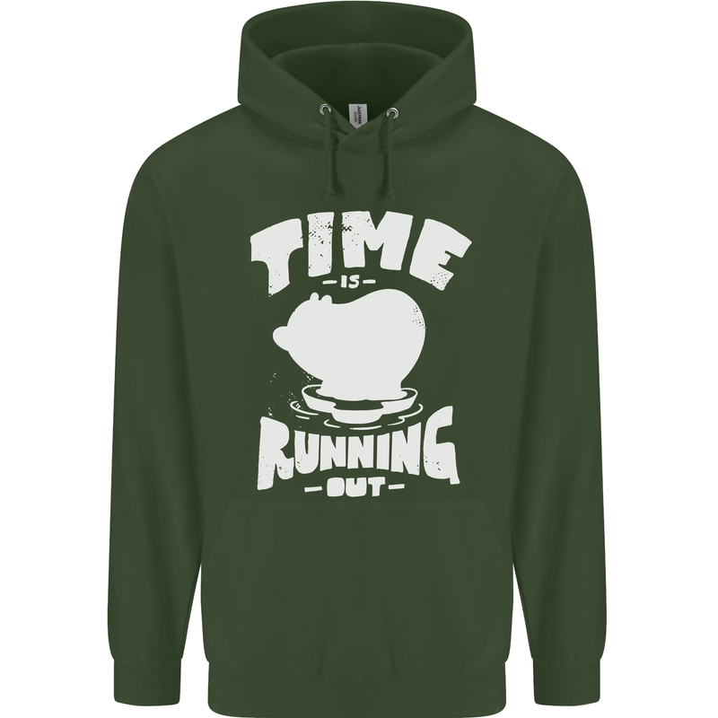 Climate Change Time Running Out Mens 80% Cotton Hoodie Forest Green