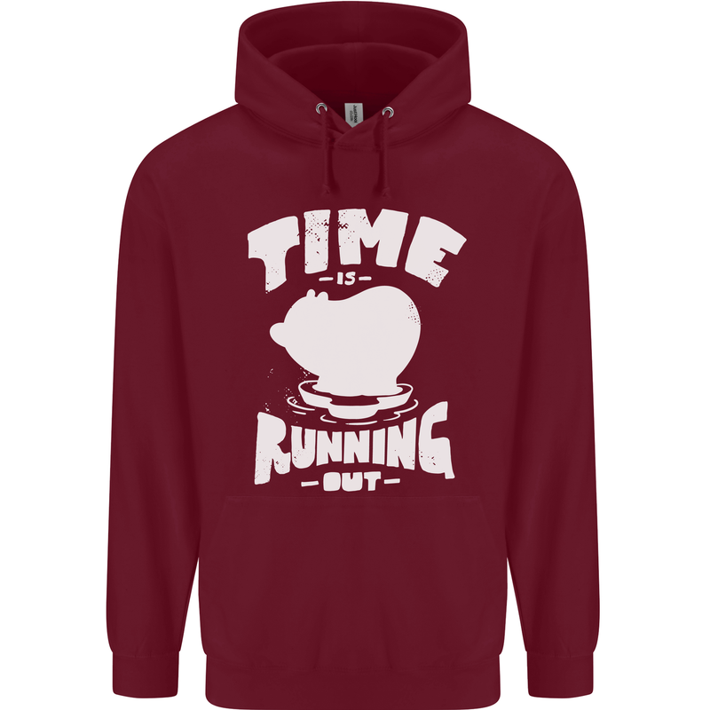 Climate Change Time Running Out Mens 80% Cotton Hoodie Maroon