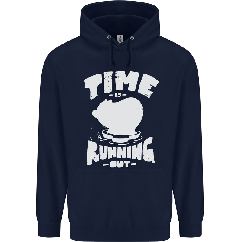 Climate Change Time Running Out Mens 80% Cotton Hoodie Navy Blue