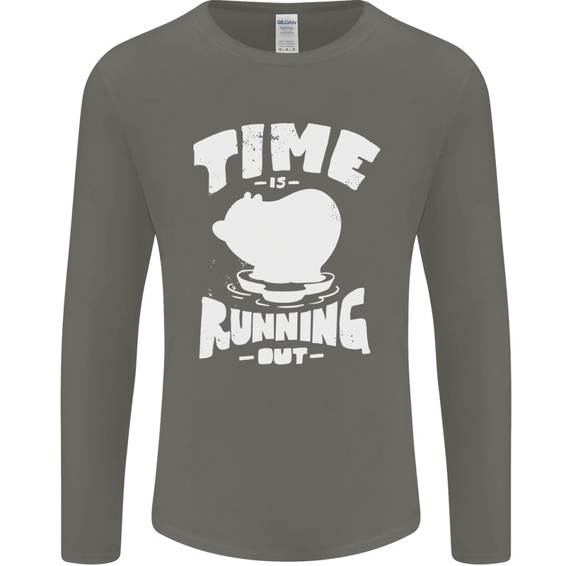 Climate Change Time Running Out Mens Long Sleeve T-Shirt Charcoal