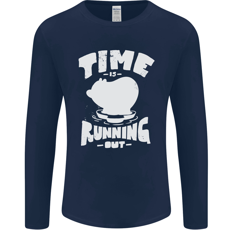 Climate Change Time Running Out Mens Long Sleeve T-Shirt Navy Blue