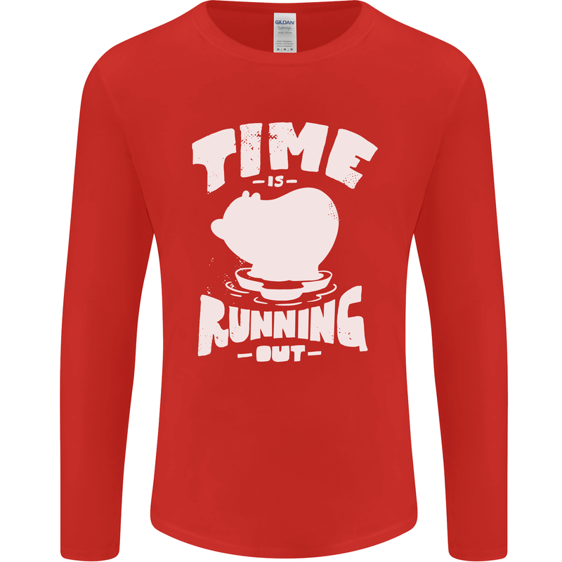 Climate Change Time Running Out Mens Long Sleeve T-Shirt Red