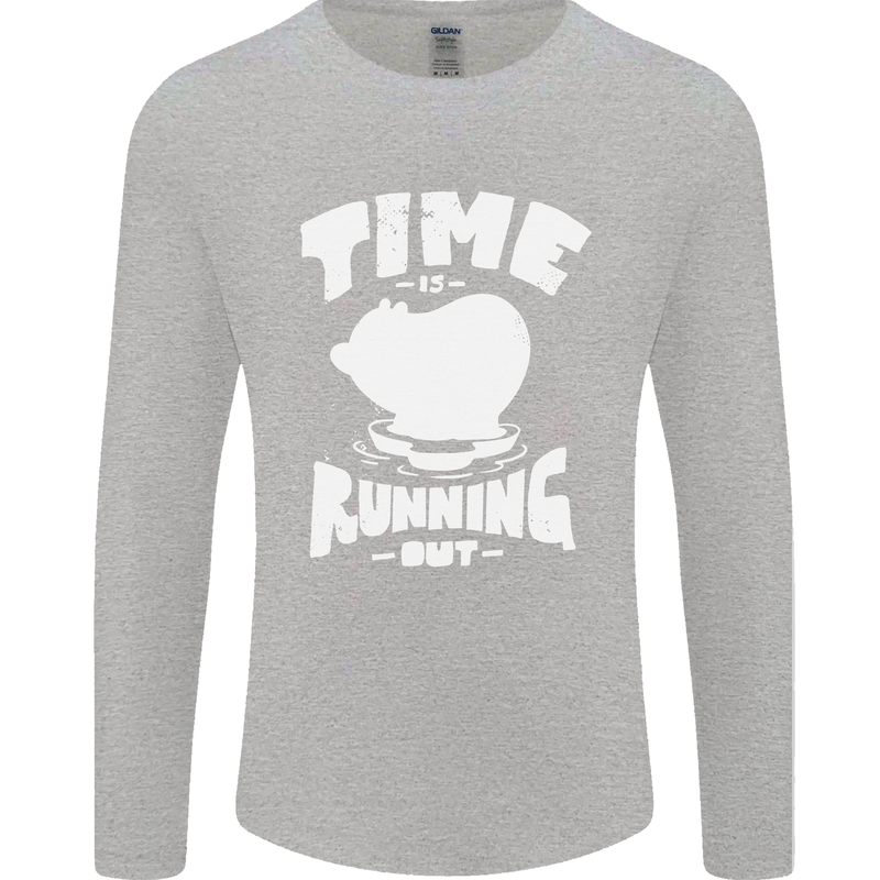Climate Change Time Running Out Mens Long Sleeve T-Shirt Sports Grey