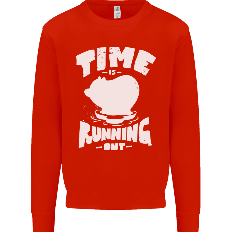 Climate Change Time Running Out Mens Sweatshirt Jumper Bright Red
