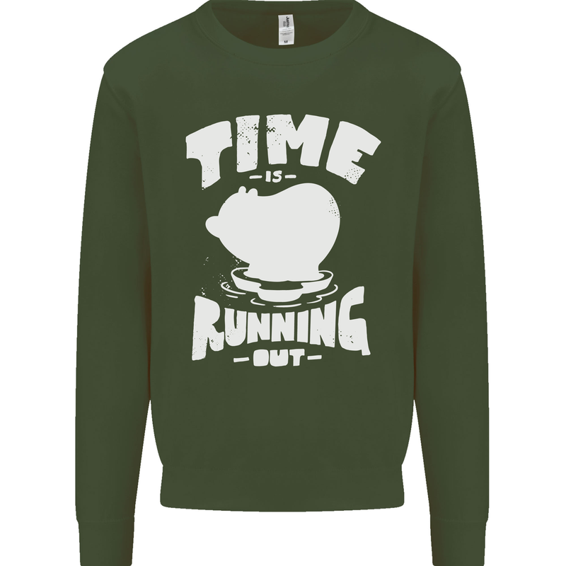 Climate Change Time Running Out Mens Sweatshirt Jumper Forest Green