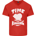 Climate Change Time Running Out Mens V-Neck Cotton T-Shirt Red