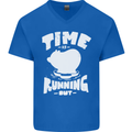 Climate Change Time Running Out Mens V-Neck Cotton T-Shirt Royal Blue