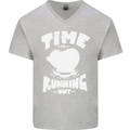 Climate Change Time Running Out Mens V-Neck Cotton T-Shirt Sports Grey