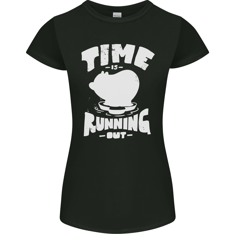 Climate Change Time Running Out Womens Petite Cut T-Shirt Black
