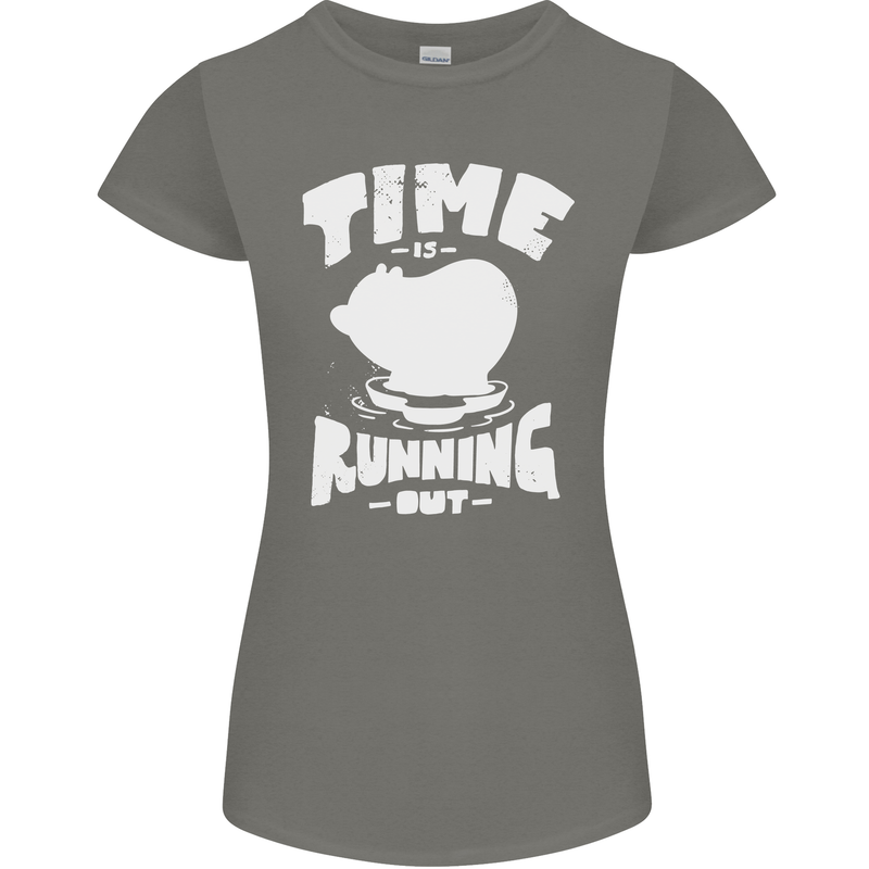 Climate Change Time Running Out Womens Petite Cut T-Shirt Charcoal