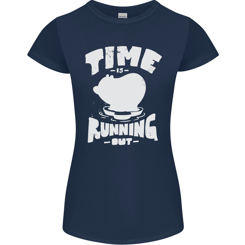 Climate Change Time Running Out Womens Petite Cut T-Shirt Navy Blue