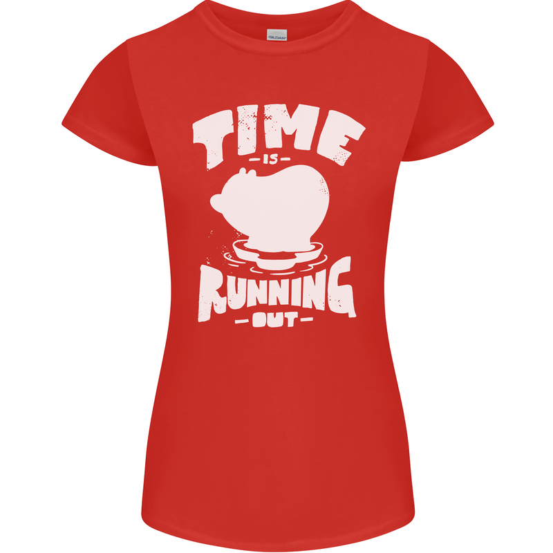 Climate Change Time Running Out Womens Petite Cut T-Shirt Red