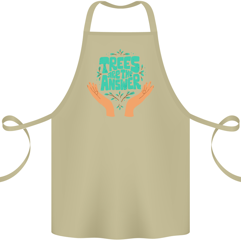 Climate Change Trees Are the Answer Cotton Apron 100% Organic Khaki