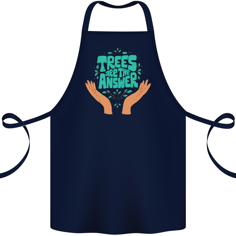 Climate Change Trees Are the Answer Cotton Apron 100% Organic Navy Blue
