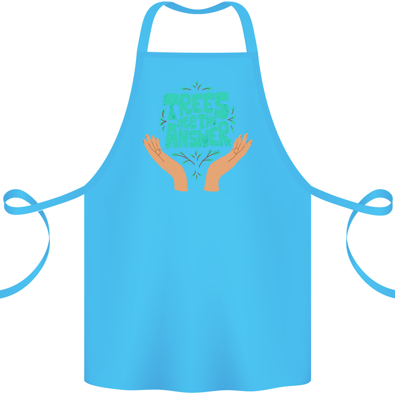 Climate Change Trees Are the Answer Cotton Apron 100% Organic Turquoise