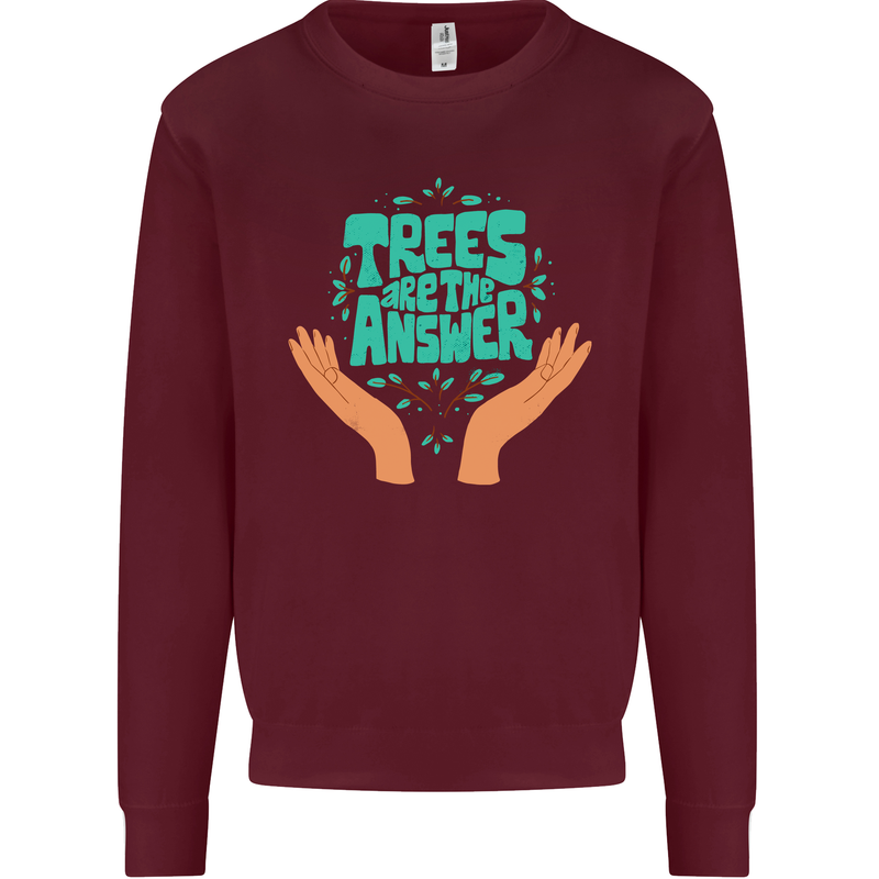 Climate Change Trees Are the Answer Kids Sweatshirt Jumper Maroon