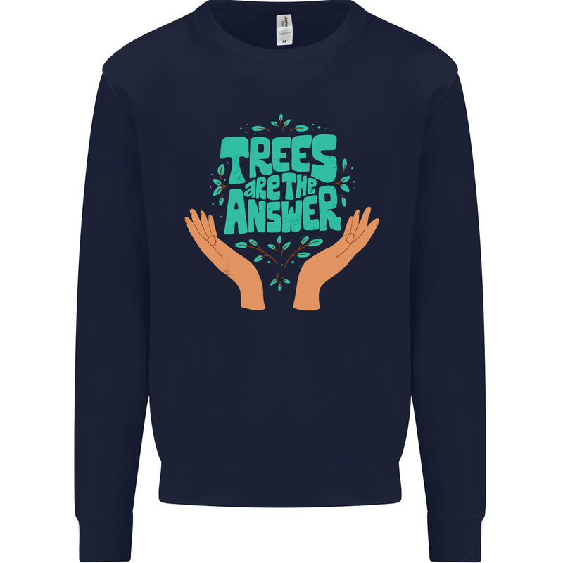 Climate Change Trees Are the Answer Kids Sweatshirt Jumper Navy Blue