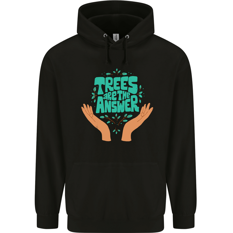Climate Change Trees Are the Answer Mens 80% Cotton Hoodie Black