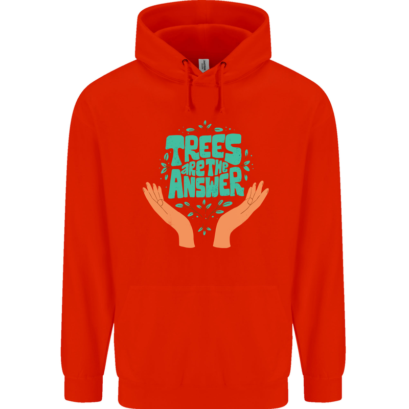 Climate Change Trees Are the Answer Mens 80% Cotton Hoodie Bright Red