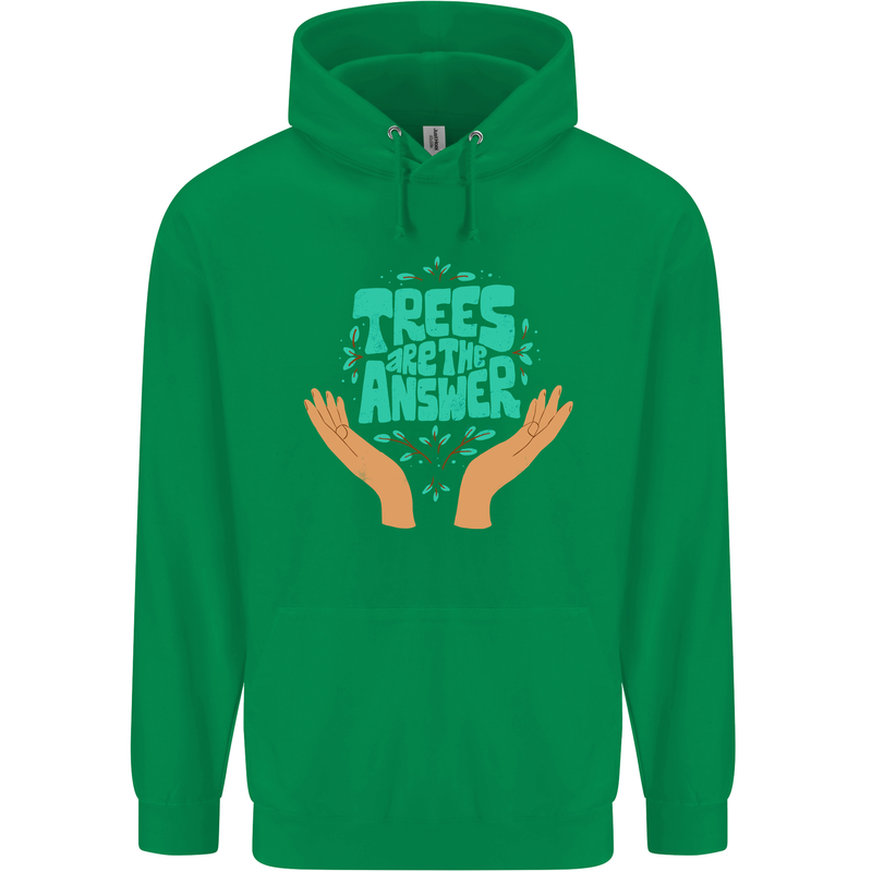 Climate Change Trees Are the Answer Mens 80% Cotton Hoodie Irish Green