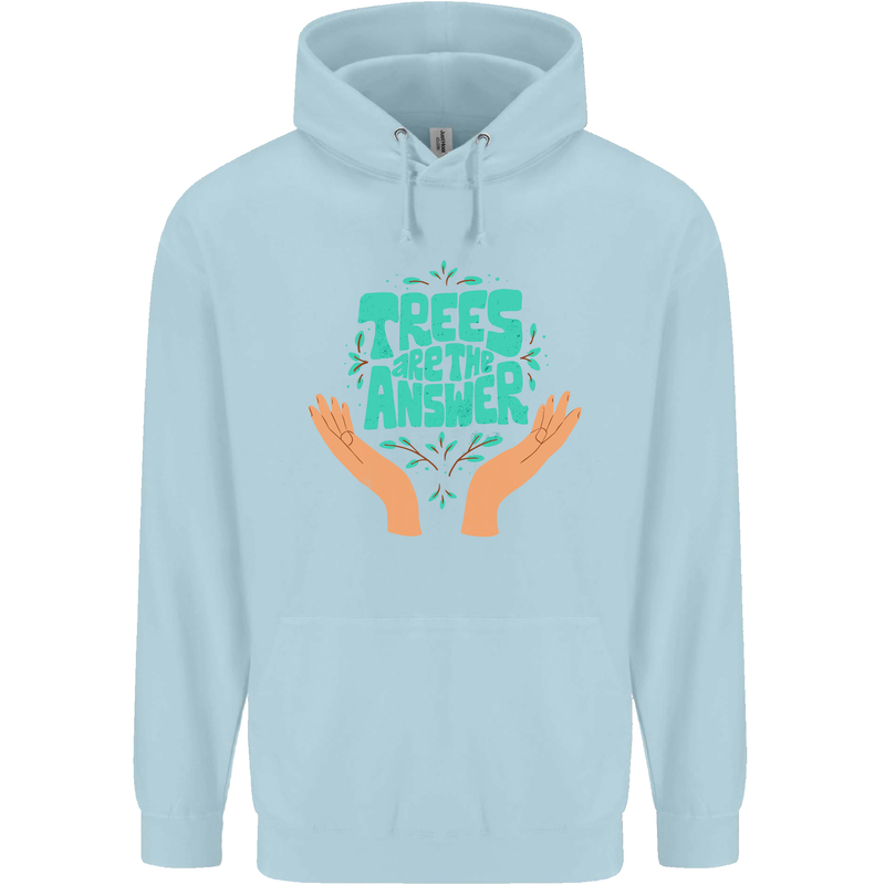 Climate Change Trees Are the Answer Mens 80% Cotton Hoodie Light Blue