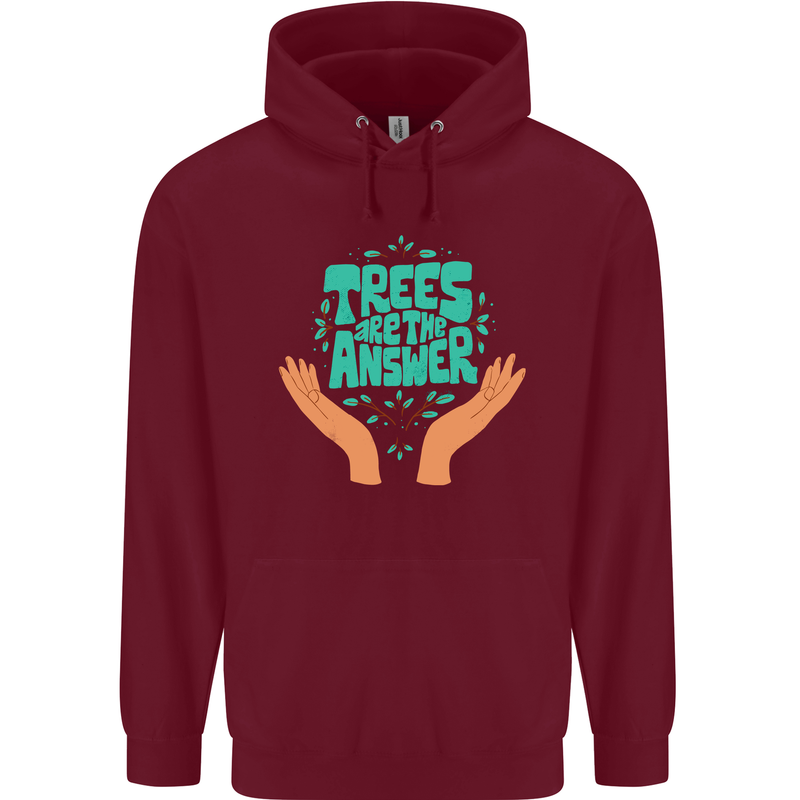 Climate Change Trees Are the Answer Mens 80% Cotton Hoodie Maroon